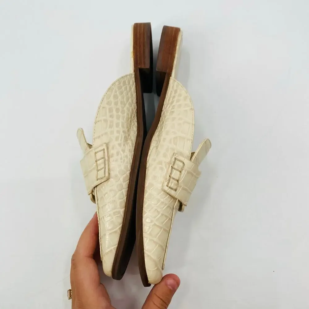 Tory Burch Cream Leather Georgia Mule Sandals
